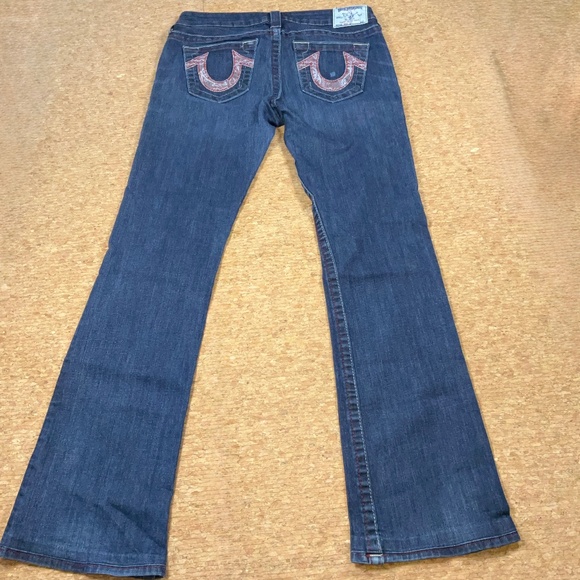 True Religion Bootcut Jeans Women’s Sz 29 Made in USA Dark Wash Flare Denim Y2K - Picture 1 of 12